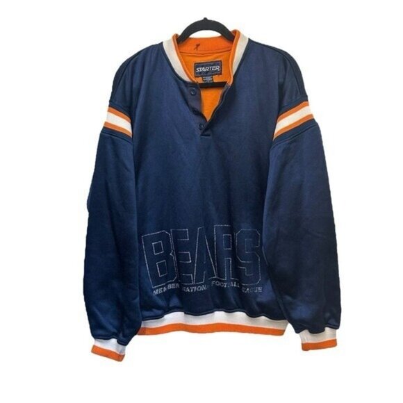 Chicago Bears L Vintage Starter Windbreaker Jacket Sweatshirt Pullover NFL Retro - Picture 1 of 8